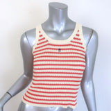 Christian Dior Striped Rib Knit Cardigan & Tank Twinset Red/Ivory Size 34 NEW