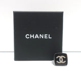 Chanel A21 Crystal CC Square Ring Black Enamel Size 5.5