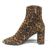 Saint Laurent Lou Ankle Boots Leopard Print Suede Size 39.5
