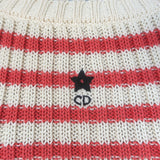 Christian Dior Striped Rib Knit Cardigan & Tank Twinset Red/Ivory Size 34 NEW
