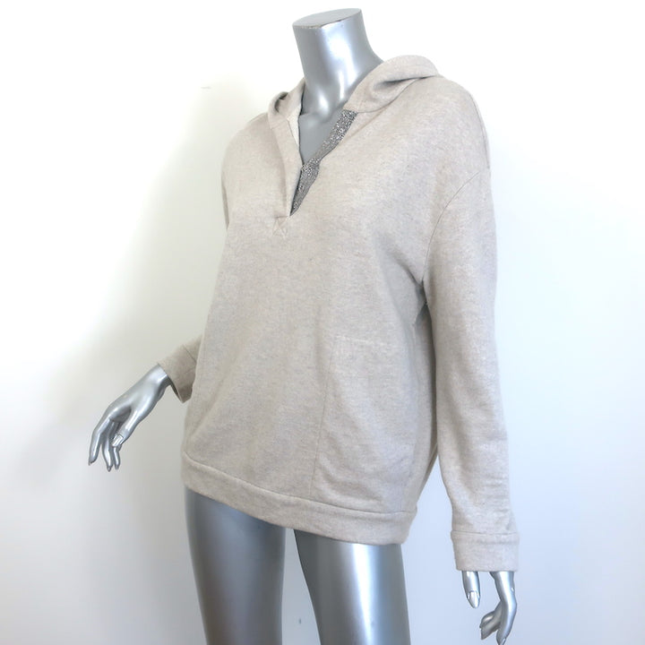 Brunello Cucinelli Monili-Trim Cashmere Hoodie &amp; Sweatpants Oatmeal Size Small