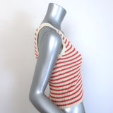 Christian Dior Striped Rib Knit Cardigan & Tank Twinset Red/Ivory Size 34 NEW