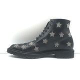 Saint Laurent Star Studded Lace-Up Combat Boots Black Leather Size 40.5