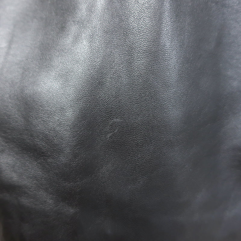 Lamarque Kirsi Cropped Short-Sleeve Leather Biker Jacket Black Size Medium