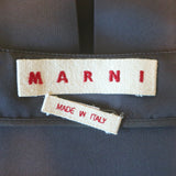 Marni Pleated-Back Blouse Dark Gray Satin Size 40