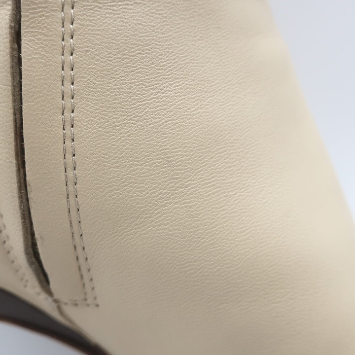Chloe Oli Pointed Toe Ankle Boots Ivory Leather Size 39