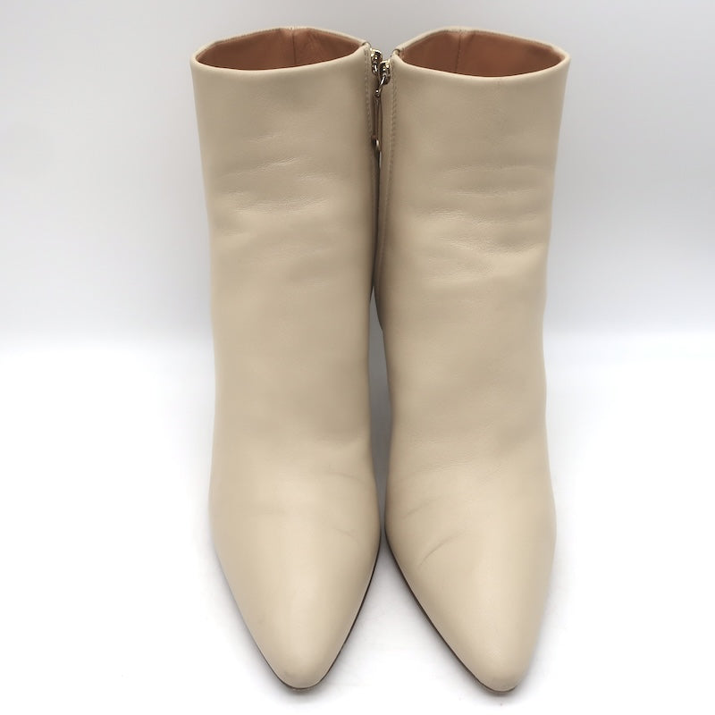 Chloe Oli Pointed Toe Ankle Boots Ivory Leather Size 39