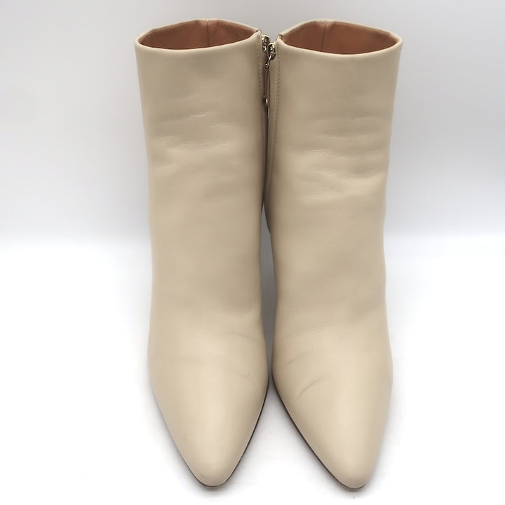 Chloe Oli Pointed Toe Ankle Boots Ivory Leather Size 39