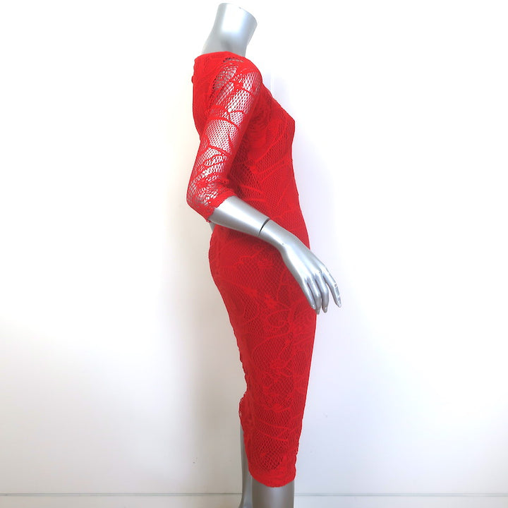 Jean Paul Gaultier Soleil Tattoo Lace Sheath Dress Red Size Medium