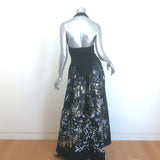 Roberto Cavalli Metallic Floral Print Halter Maxi Dress Black Cotton Size 40