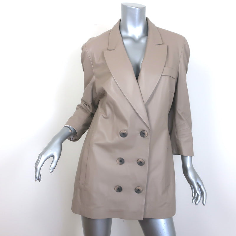 Zeynep Arcay Leather Suit Taupe Size US 10 Double Breasted Jacket &amp; Mom Pants