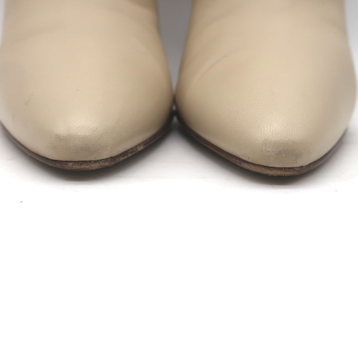 Chloe Oli Pointed Toe Ankle Boots Ivory Leather Size 39