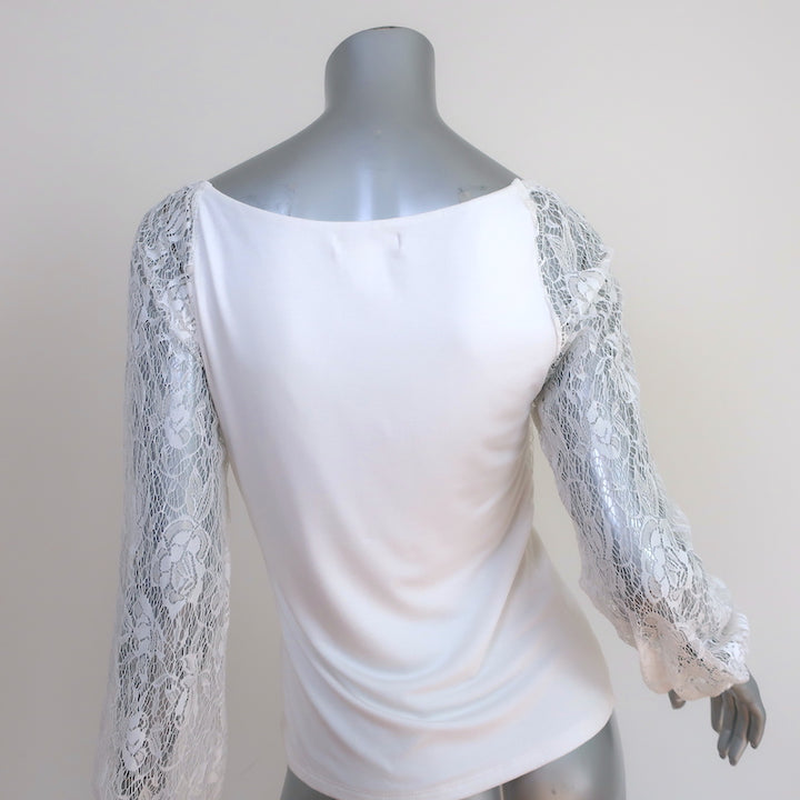 Nightcap Lace Long Sleeve Top White Stretch Jersey Size Medium