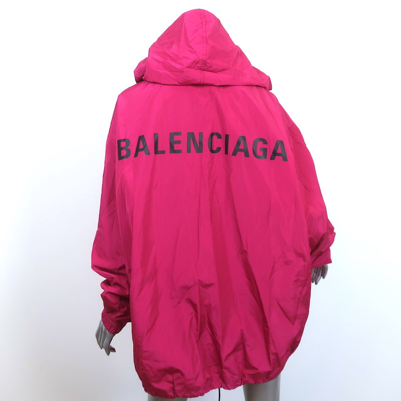 Balenciaga Logo Windbreaker Fuchsia Size 40 Hooded Oversize Jacket