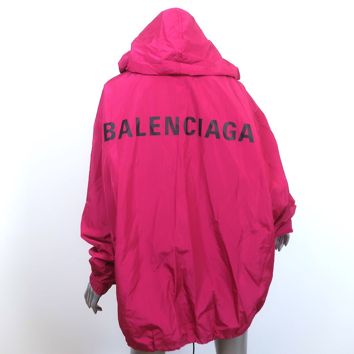 Balenciaga Logo Windbreaker Fuchsia Size 40 Hooded Oversize Jacket