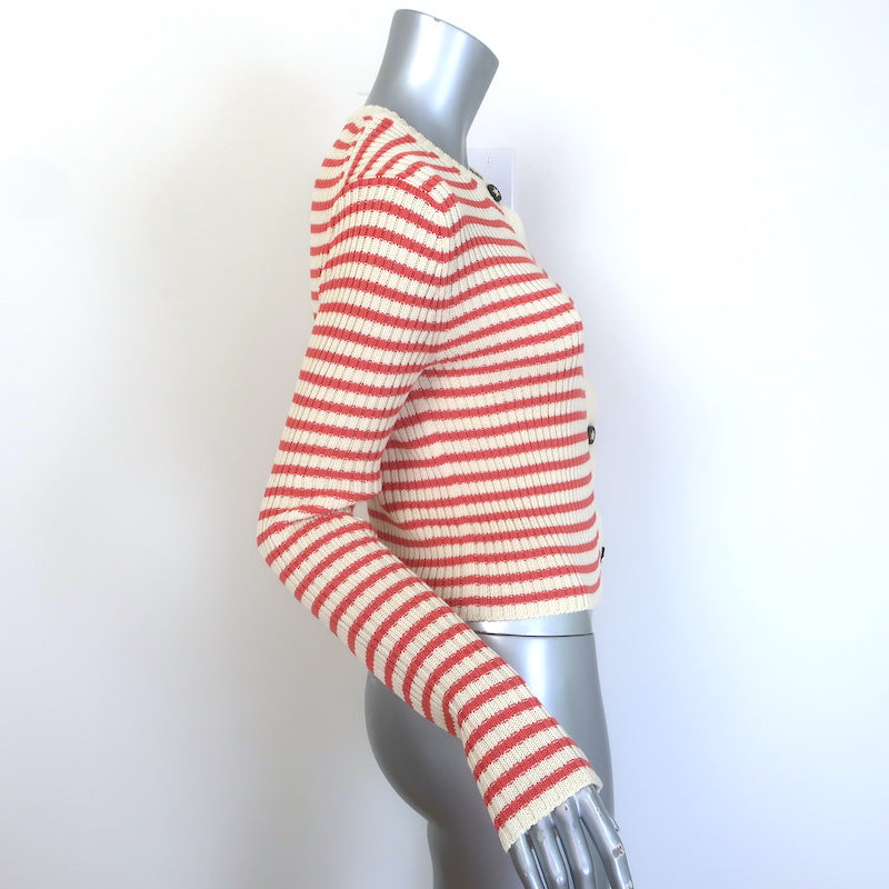 Christian Dior Striped Rib Knit Cardigan &amp; Tank Twinset Red/Ivory Size 34 NEW
