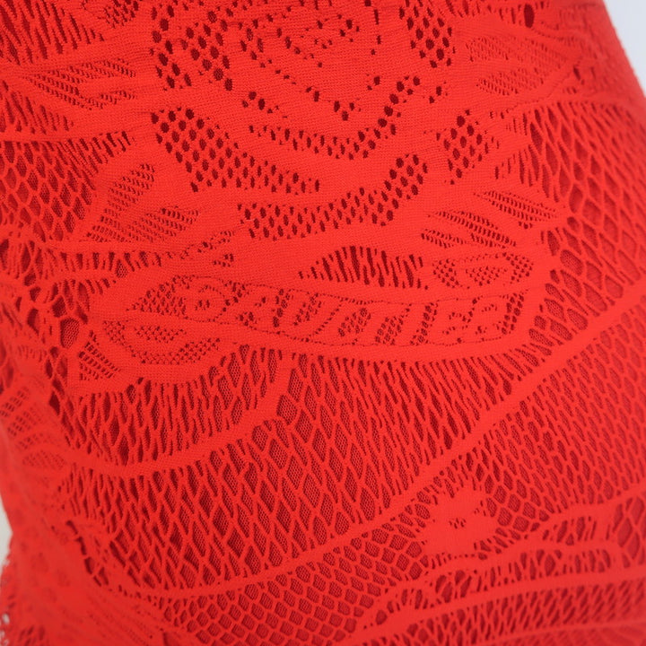 Jean Paul Gaultier Soleil Tattoo Lace Sheath Dress Red Size Medium