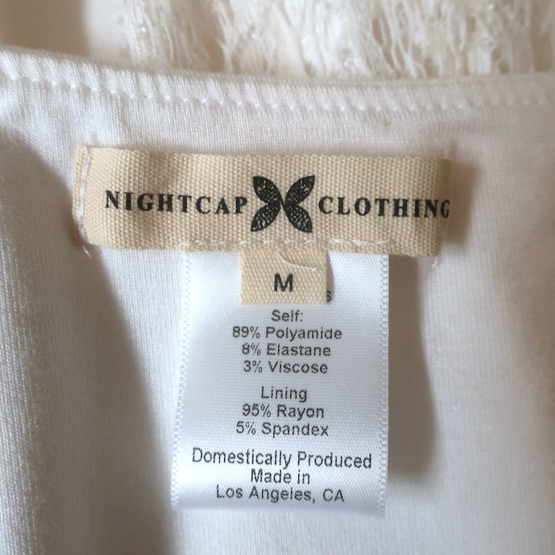 Nightcap Lace Long Sleeve Top White Stretch Jersey Size Medium