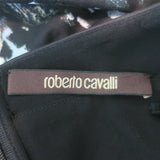 Roberto Cavalli Metallic Floral Print Halter Maxi Dress Black Cotton Size 40