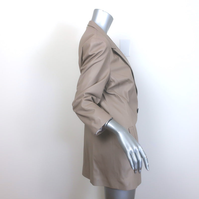 Zeynep Arcay Leather Suit Taupe Size US 10 Double Breasted Jacket &amp; Mom Pants