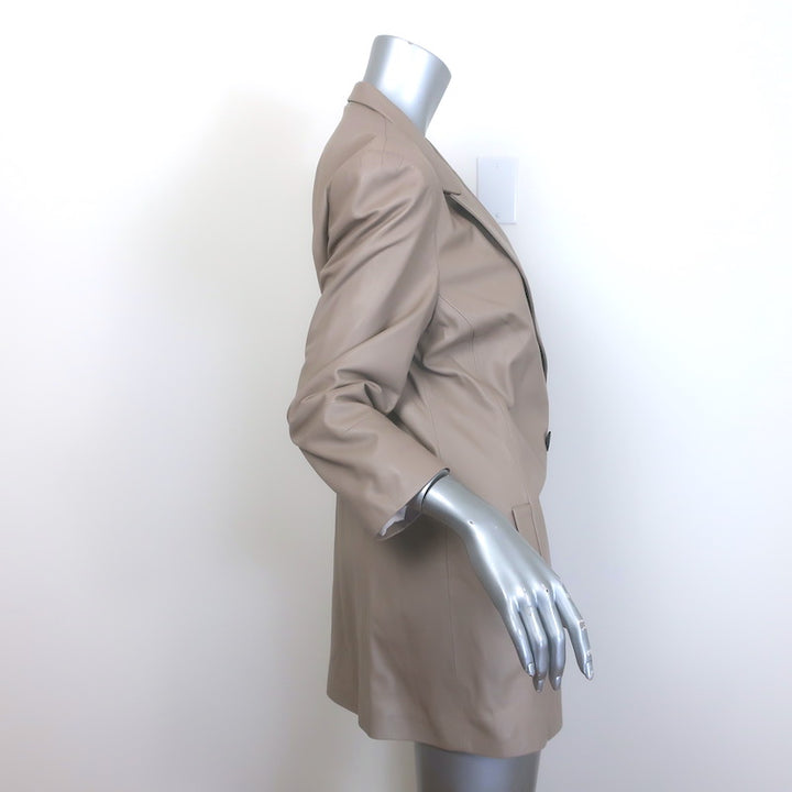 Zeynep Arcay Leather Suit Taupe Size US 10 Double Breasted Jacket &amp; Mom Pants