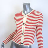 Christian Dior Striped Rib Knit Cardigan & Tank Twinset Red/Ivory Size 34 NEW