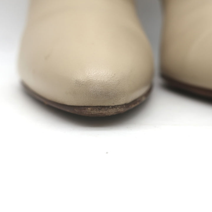 Chloe Oli Pointed Toe Ankle Boots Ivory Leather Size 39