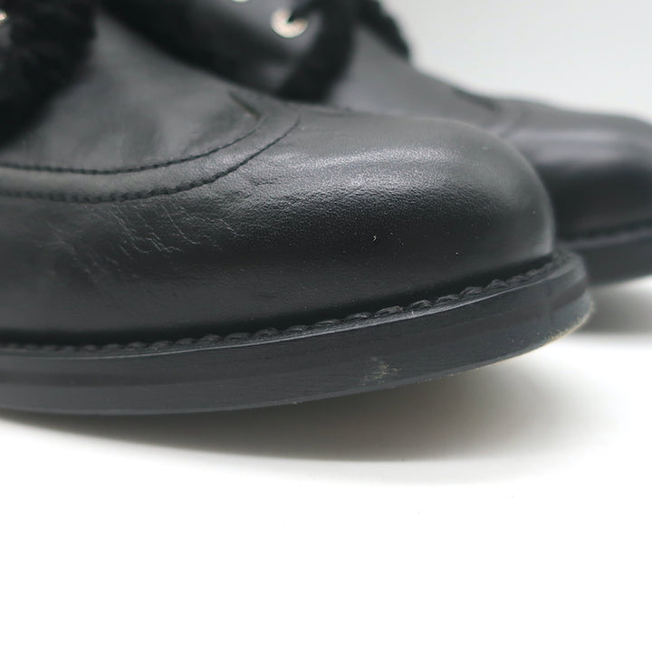 Rag &amp; Bone Cozen Shearling-Lined Combat Boots Black Leather Size 41