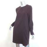 Brunello Cucinelli Long Sleeve Shift Dress Burgundy Stretch Silk Size Medium