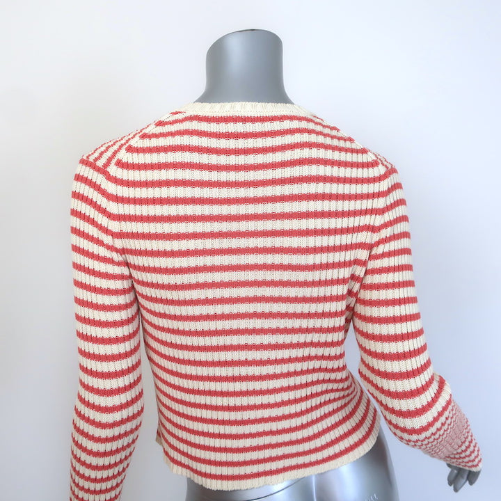 Christian Dior Striped Rib Knit Cardigan &amp; Tank Twinset Red/Ivory Size 34 NEW