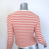 Christian Dior Striped Rib Knit Cardigan & Tank Twinset Red/Ivory Size 34 NEW