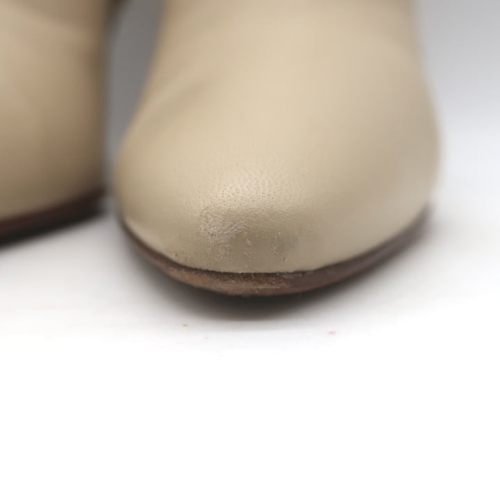Chloe Oli Pointed Toe Ankle Boots Ivory Leather Size 39