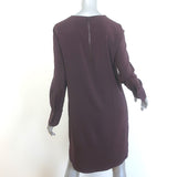 Brunello Cucinelli Long Sleeve Shift Dress Burgundy Stretch Silk Size Medium