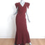 Michael Kors Collection Puff Sleeve Belted Maxi Dress Burgundy Crepe Size 12