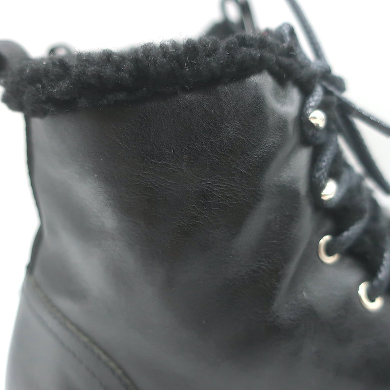 Rag &amp; Bone Cozen Shearling-Lined Combat Boots Black Leather Size 41