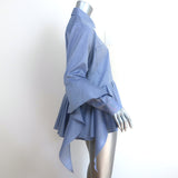 Each x Other Button Down Peplum Shirt Blue Chambray Size Small Long Sleeve Top