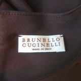 Brunello Cucinelli Long Sleeve Shift Dress Burgundy Stretch Silk Size Medium