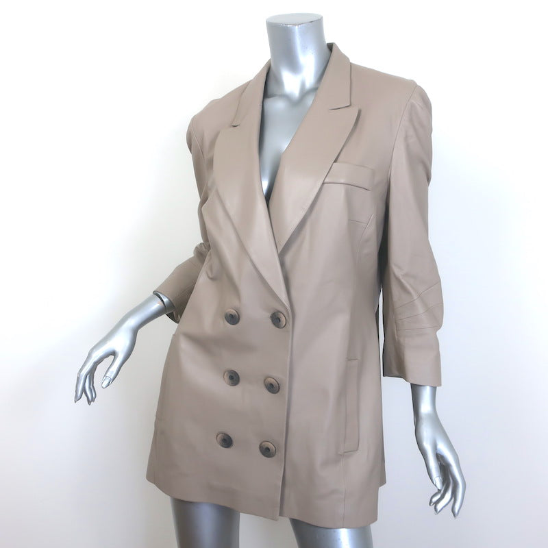 Zeynep Arcay Leather Suit Taupe Size US 10 Double Breasted Jacket &amp; Mom Pants