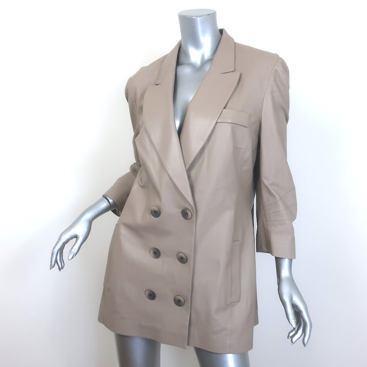 Zeynep Arcay Leather Suit Taupe Size US 10 Double Breasted Jacket &amp; Mom Pants