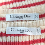 Christian Dior Striped Rib Knit Cardigan & Tank Twinset Red/Ivory Size 34 NEW