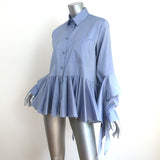 Each x Other Button Down Peplum Shirt Blue Chambray Size Small Long Sleeve Top