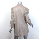 Zeynep Arcay Leather Suit Taupe Size US 10 Double Breasted Jacket & Mom Pants