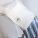 Bottega Veneta Flap Pocket Button Down Blouse Cream Silk Size 38 Long Sleeve Top