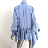 Each x Other Button Down Peplum Shirt Blue Chambray Size Small Long Sleeve Top