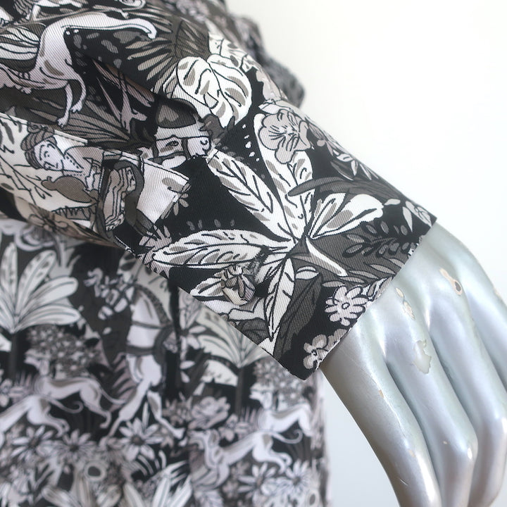 Gabriela Hearst Galway Belted Maxi Shirtdress Black Jungle Print Silk Size 40