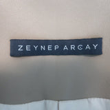 Zeynep Arcay Leather Suit Taupe Size US 10 Double Breasted Jacket & Mom Pants