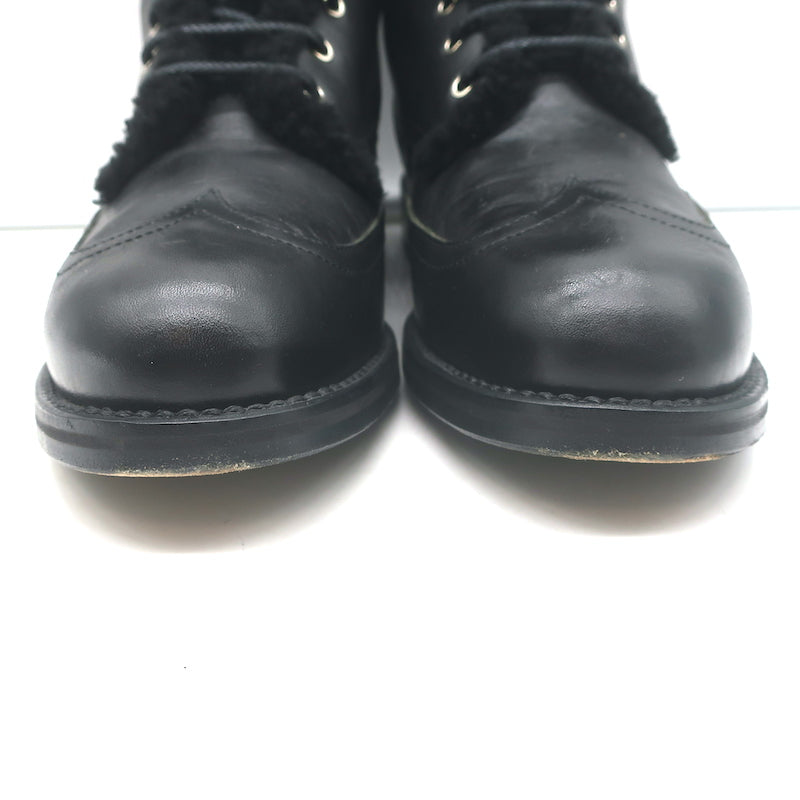 Rag &amp; Bone Cozen Shearling-Lined Combat Boots Black Leather Size 41