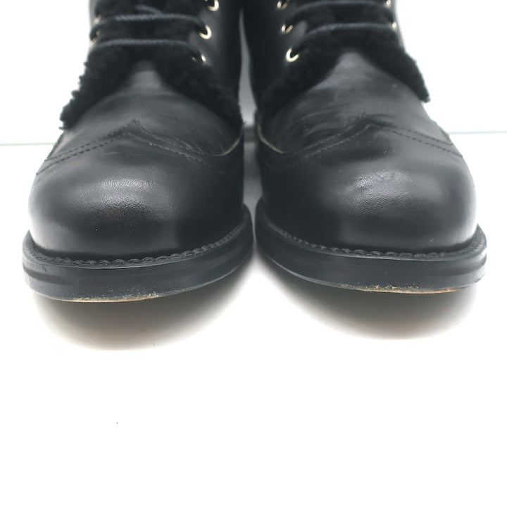 Rag &amp; Bone Cozen Shearling-Lined Combat Boots Black Leather Size 41