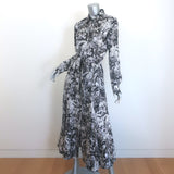 Gabriela Hearst Galway Belted Maxi Shirtdress Black Jungle Print Silk Size 40