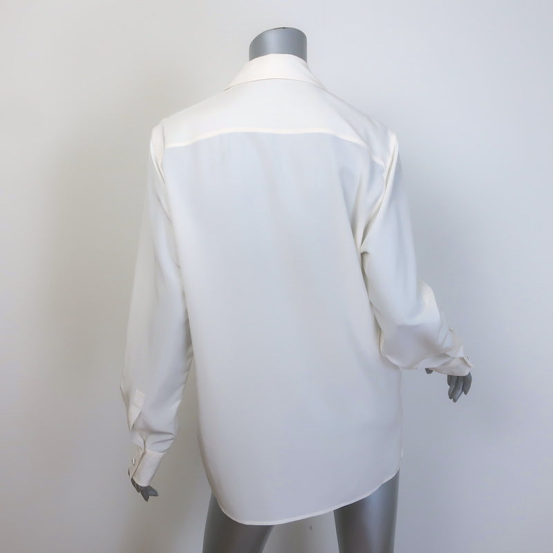 Bottega Veneta Flap Pocket Button Down Blouse Cream Silk Size 38 Long Sleeve Top